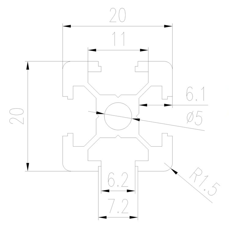 EFE6-2020工業鋁型材尺寸圖