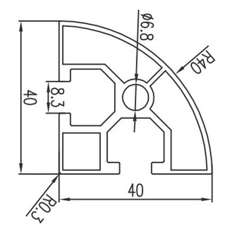 EF4040R工業鋁型材尺寸圖