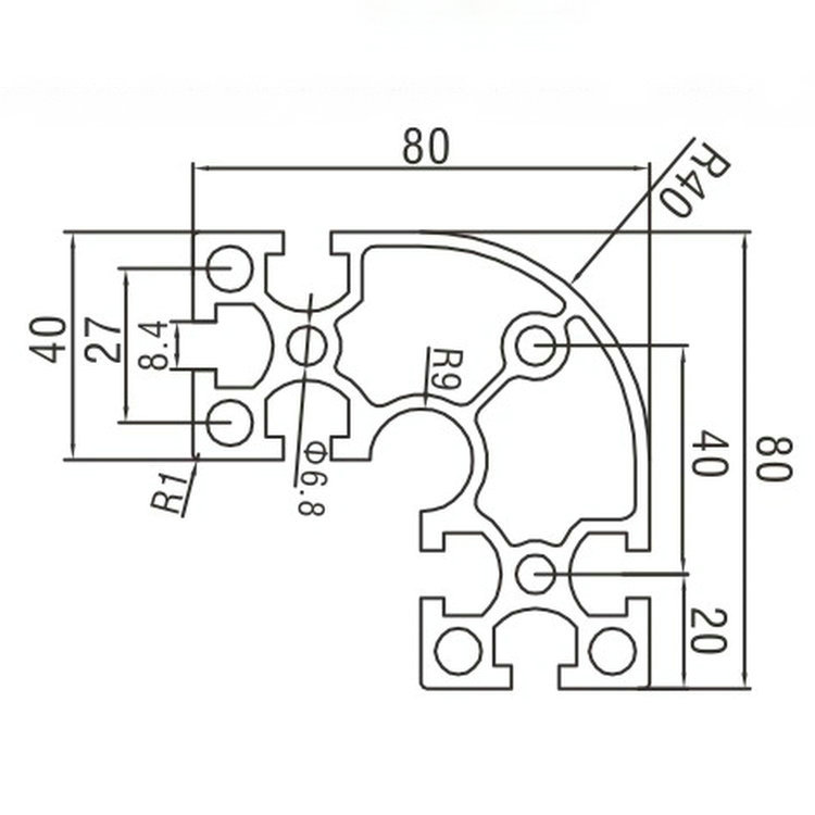 EF8840R工業(yè)鋁型材尺寸圖