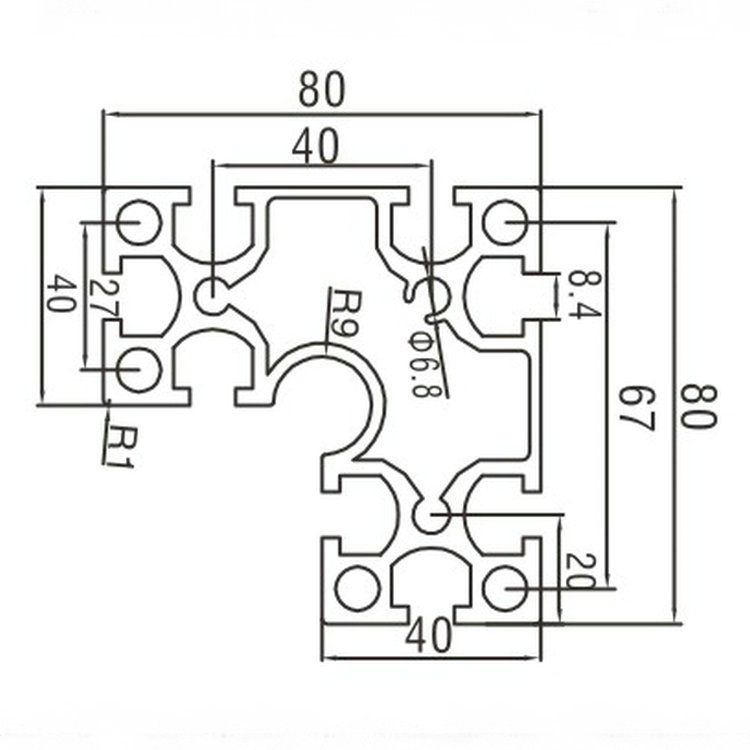 EF8840工業鋁型材尺寸圖